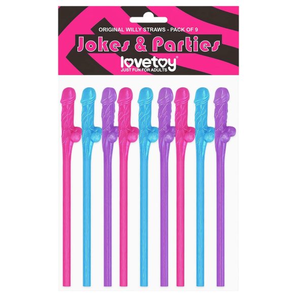 Lovetoy - realistische penis rietjes - roze/blauw/paars