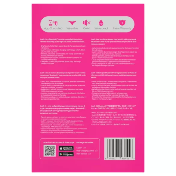Lovense Lush 4 - draagbaar app-gestuurd vibrerend eitje (roze)