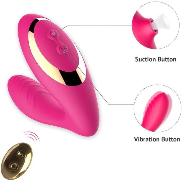 Tracy's Dog 2 - luchtgolven 2in1 vibrator (roze)