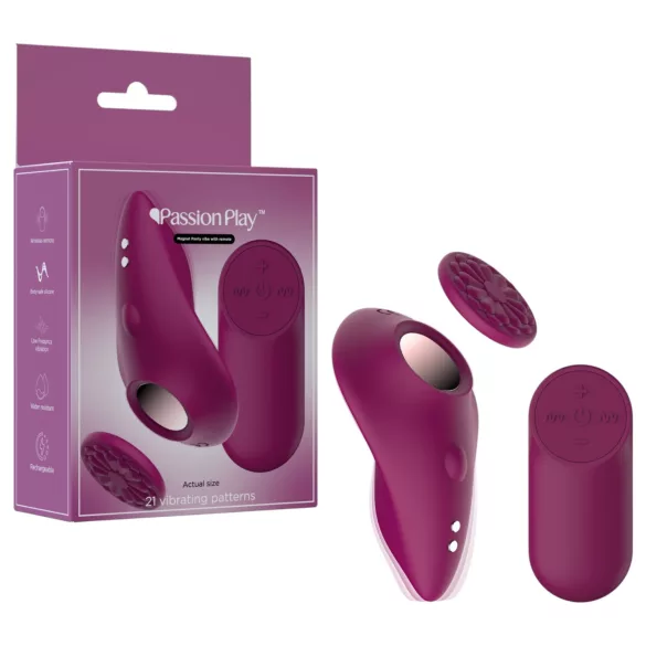 Passion Play - afstandsbedienbare, magnetische slipjesvibrator (bordeaux)