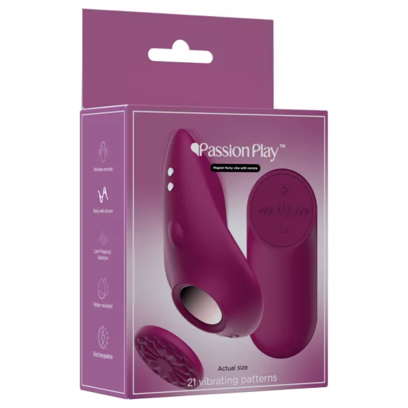 Passion Play - afstandsbedienbare, magnetische slipjesvibrator (bordeaux)