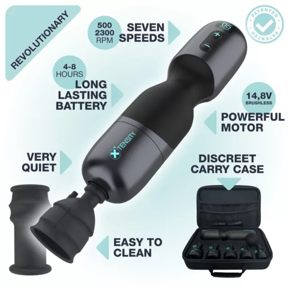Xtensity 1 - masturbator met vacuüm en pulserende functie - zwart