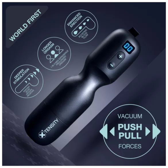 Xtensity 1 - masturbator met vacuüm en pulserende functie - zwart