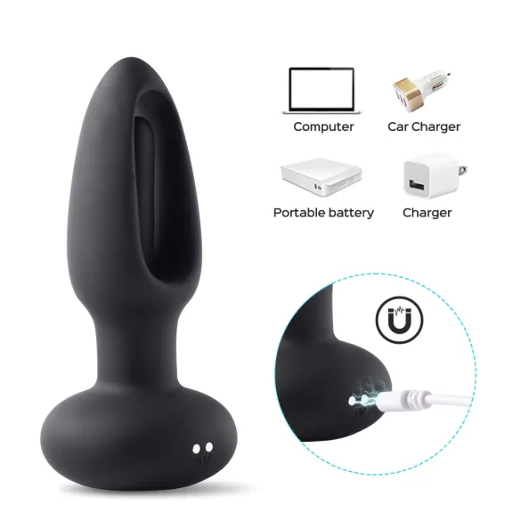 Honey Play Box Snuggy - anaal vibrator met tong - siliconen zwart