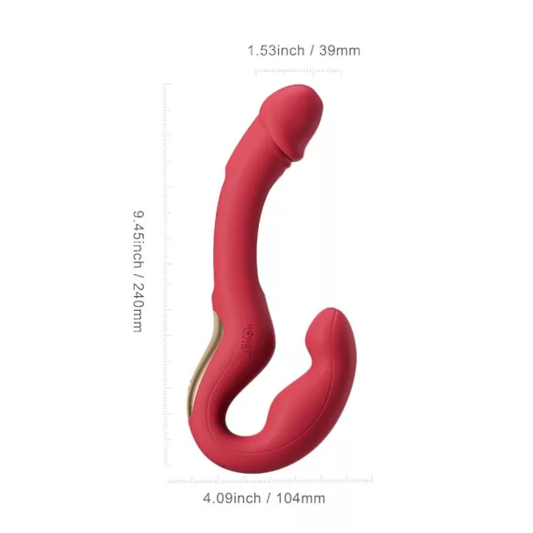 Honey Play Box Harmony Duo - app-gestuurde strap-on vibrator met tongfunctie (rood)