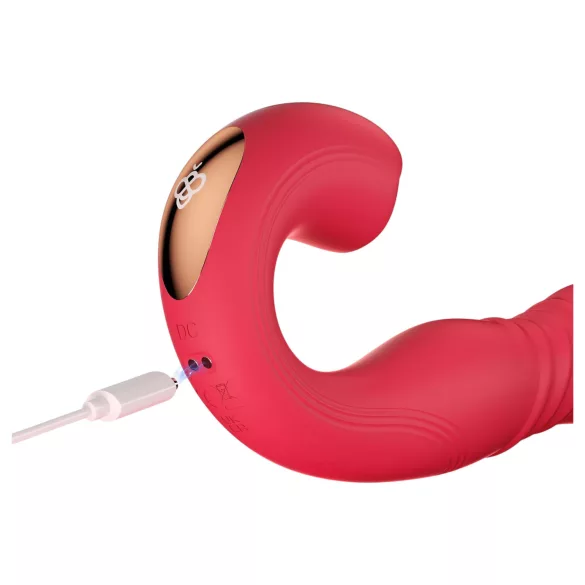 Honey Play Box Joi Thrust 2 - App-gestuurde stotende vibrator met tong (rood)