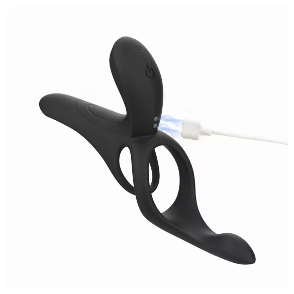 Honey Play Box Pleasure Pivot - slimme vibrerende penis- en teeltring (zwart)