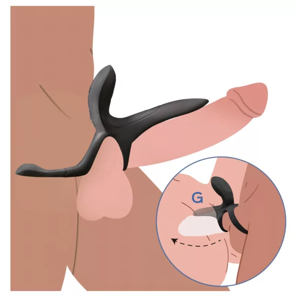 Honey Play Box Pleasure Pivot - slimme vibrerende penis- en teeltring (zwart)