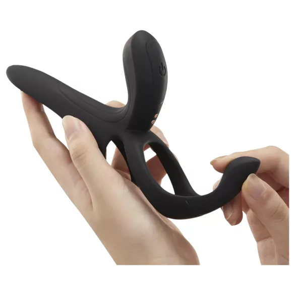 Honey Play Box Pleasure Pivot - slimme vibrerende penis- en teeltring (zwart)