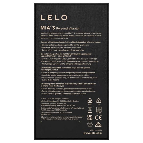 LELO Mia 3 - discrete reisvibrator lipstick (zwart)