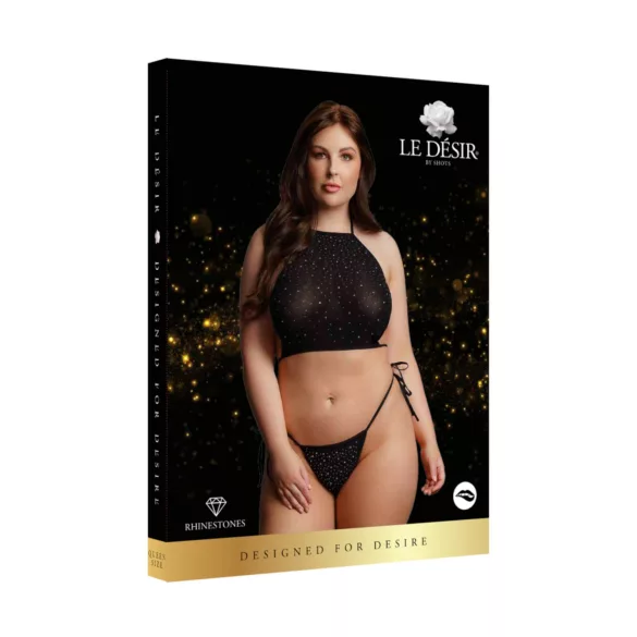 Le Désir Plus Size - zwart feestset met strass (XL-3XL)
