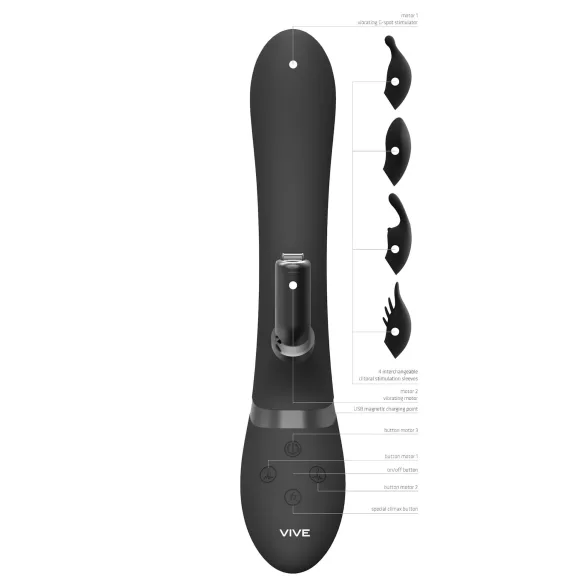 Vive Chou - 4-in-1 vibrator met clitorale arm (zwart)