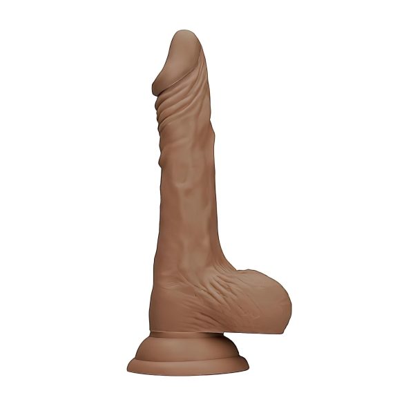 RealRock Dong 10 - levensecht dildo met ballen (25cm) - donker natuur