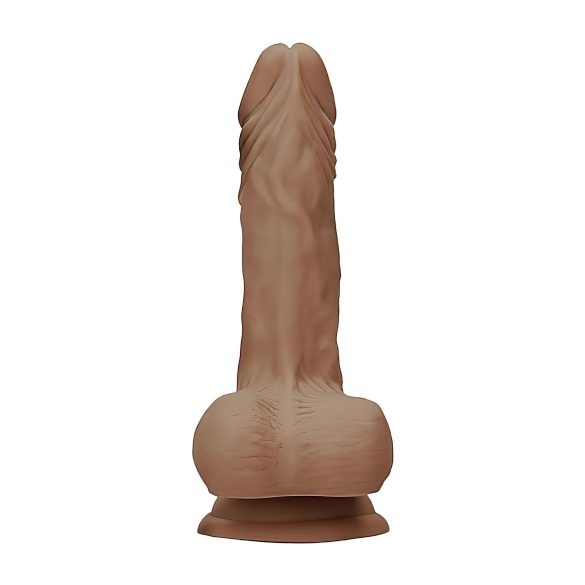 RealRock Dong 10 - levensecht dildo met ballen (25cm) - donker natuur