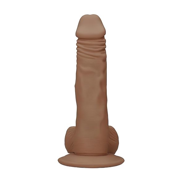 RealRock Dong 10 - levensecht dildo met ballen (25cm) - donker natuur