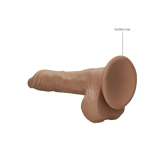 RealRock Dong 10 - levensecht dildo met ballen (25cm) - donker natuur