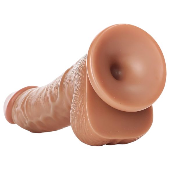 RealRock - zuignap dildo met ballen - 15,5cm (donker natuur)