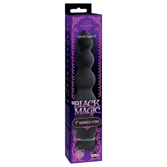 Doc Johnson - Black Magic 7 - stijve anale vibrator met 5 kralen (zwart)