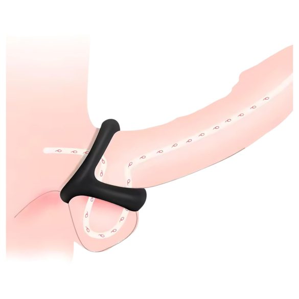 Penisring en teeltring - met ribbels - zwart