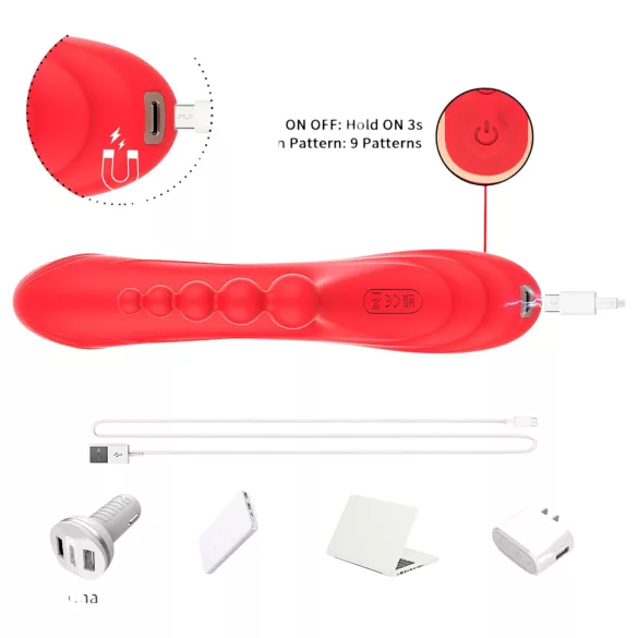 Bestoy - Vibrator met 3 armen en tong - Rood