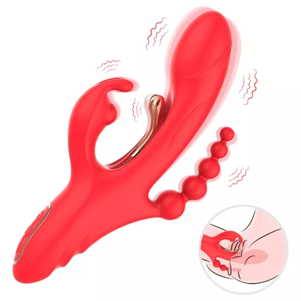 Bestoy - Vibrator met 3 armen en tong - Rood