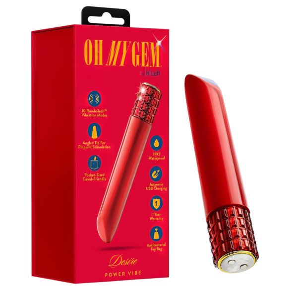 Oh My Gem - oplaadbare lipstick vibrator (rood)