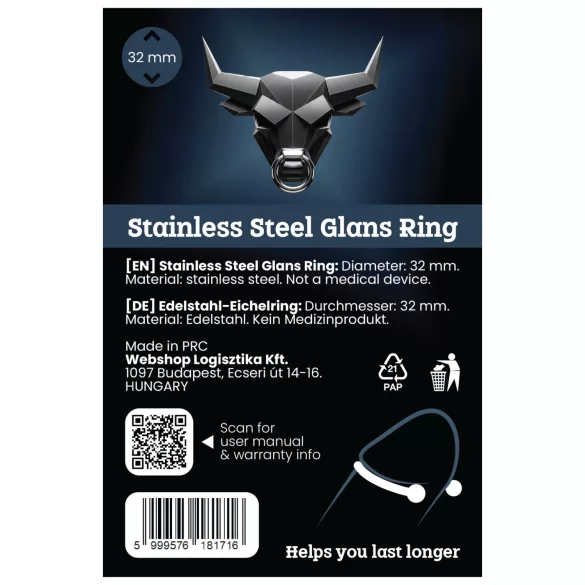 Rozsdamentes Staal Penisring - Ejakulatie Vertraging - 32mm