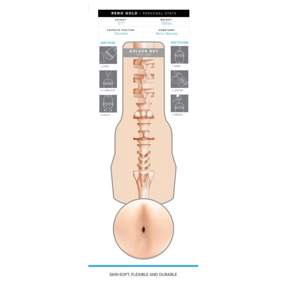 Fleshjack Reno Gold - realistische buttplug masturbator - huidkleurig