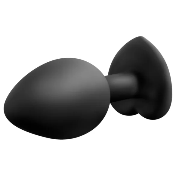 Temptasia M - anaalplug met hartje en zilverkleurige steen - zwart - medium