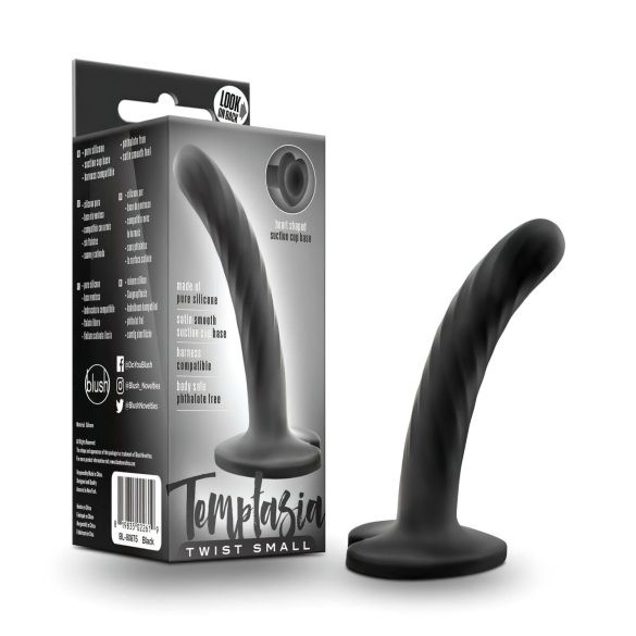 Temptasia Twist - Kleine gedraaide dildo met zuignap (zwart)