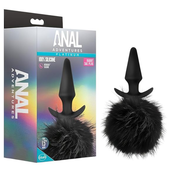 Anal Adventures Platinum - buttplug met konijnenstaart - zwart