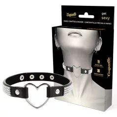 Coquette - choker met strasstenen - hart hanger - zwart
