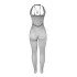 Subblime 951788 - diep decolleté netstof catsuit (zwart) - S-L