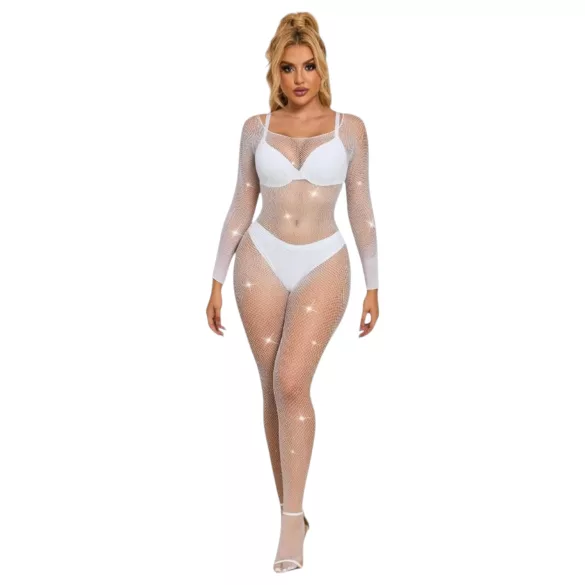 Subblime 952396 - glinsterende jumpsuit met strass (wit) - S-L