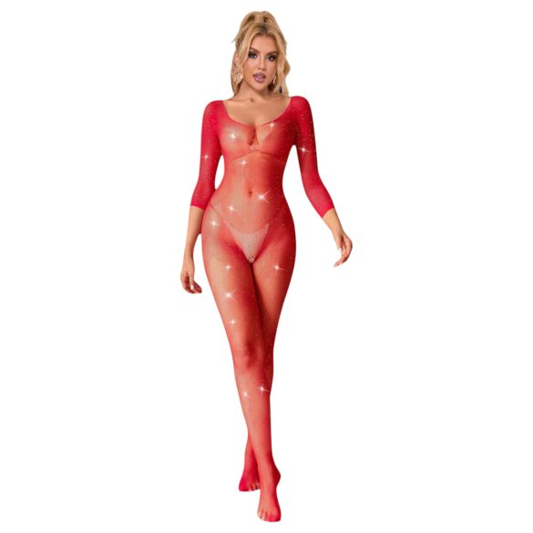 Subblime 952419 - fonkelende strass-jumpsuit - (rood) -XS-M
