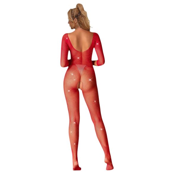 Subblime 952419 - fonkelende strass-jumpsuit - (rood) -XS-M
