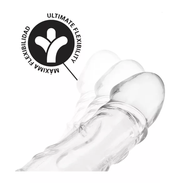 Addicted Toys - penisomhulsel met eikelring - 22 cm (transparant)