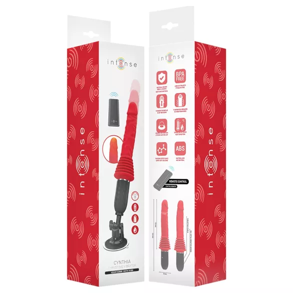 Intense Cynthia - dildo vibrator met zuignap - stootfunctie - rood
