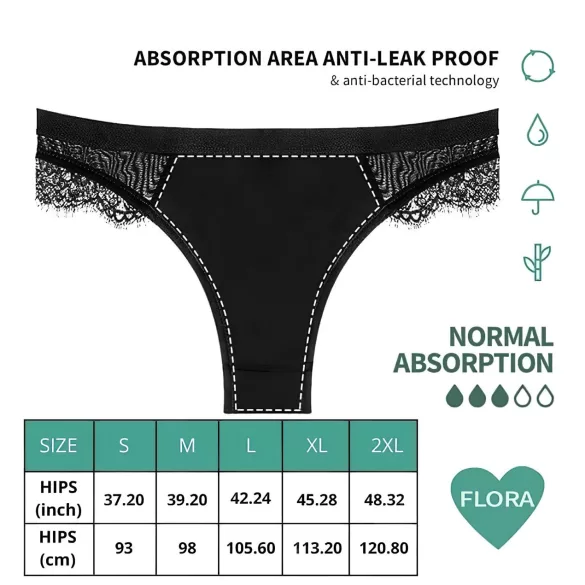 Adalet Flora Normal - menstruatie onderbroek - zwart - M