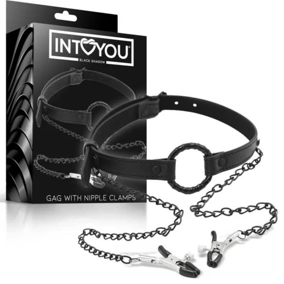 INTOYOU - mondknevel met tepelklemmen - zwart