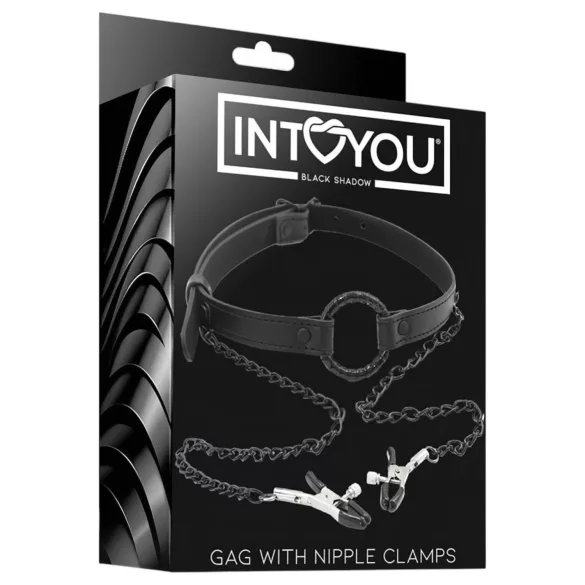 INTOYOU - mondknevel met tepelklemmen - zwart