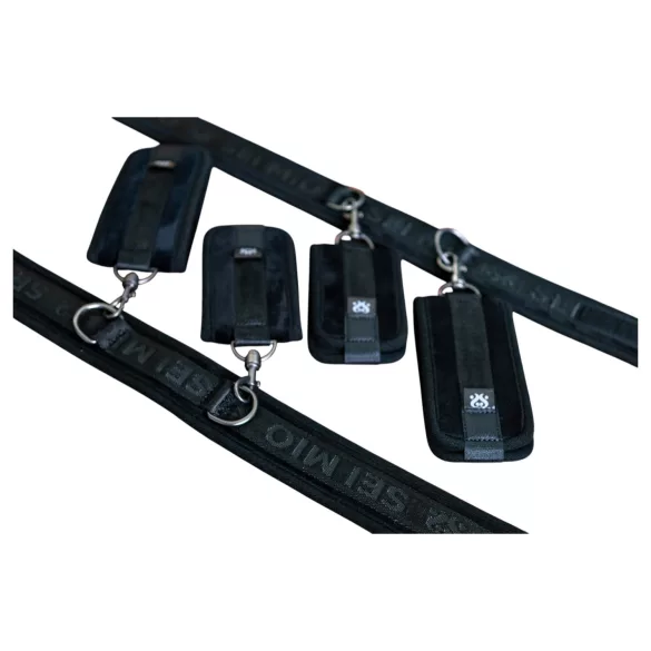 Sei Mio - bondage set - handboeien enkelsboeien halsband - zwart