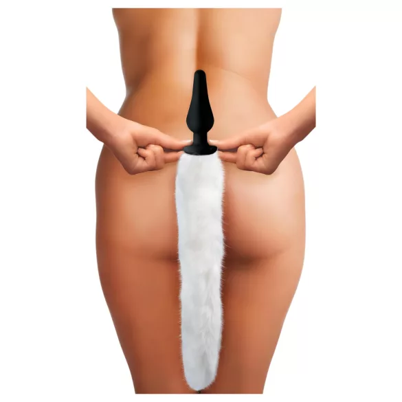 TAILZ - fox staart buttplug met diadeem - zwart/wit