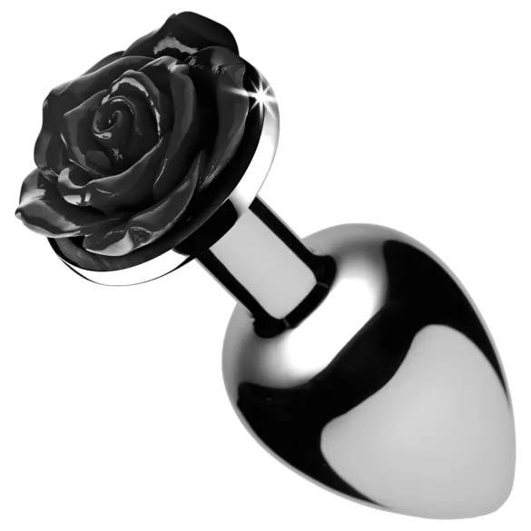Booty Sparks Black Rose - aluminium anaal plug (zilver-zwart)