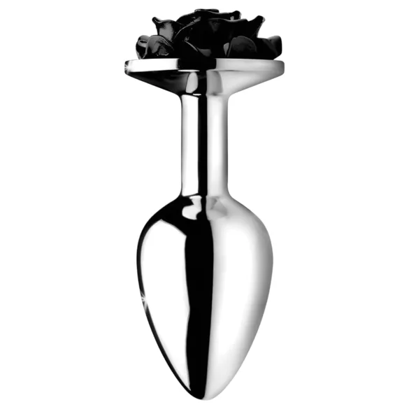 Booty Sparks Black Rose - aluminium anaal plug (zilver-zwart)