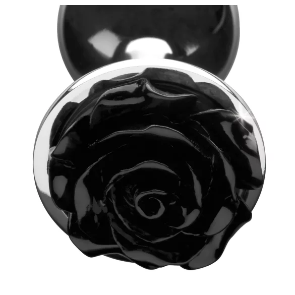 Booty Sparks Black Rose - aluminium anaal plug (zilver-zwart)