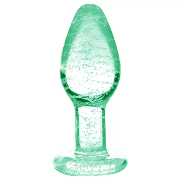 Booty Sparks Glow in the Dark L - glazen buttplug (transparant)