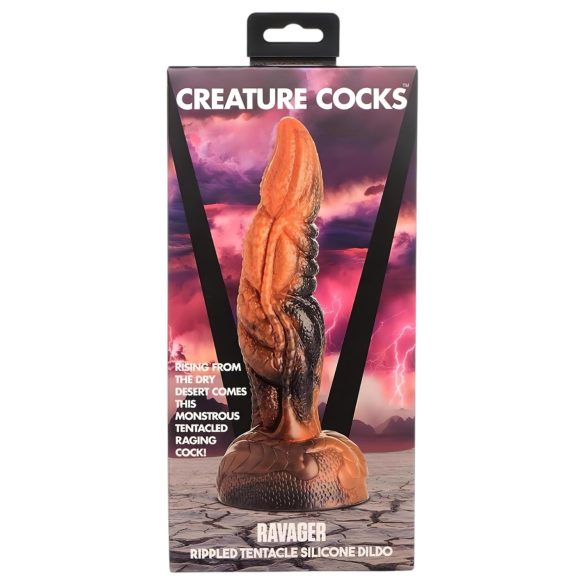 Creature Cocks Ravager - siliconen dildo met textuur - 20cm - oranje