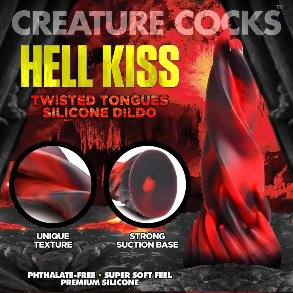 Creature Cocks Hell Kiss - gedraaide siliconen dildo - 19 cm (rood)
