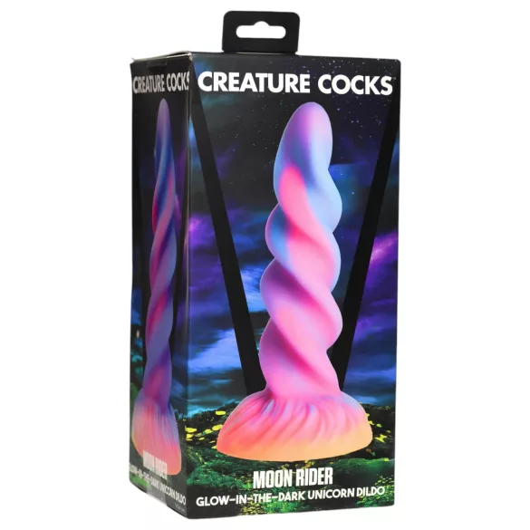 Creature Cocks Moon Rider - oplichtende eenhoorn dildo - siliconen - paars roze